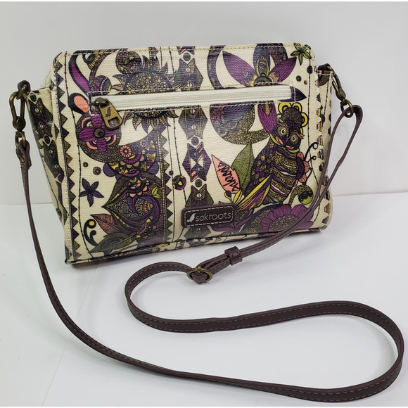 Sakroots Coated Canvas Floral Owl Boho Multicolor Crossbody Bag Purse - Picture 1 of 14